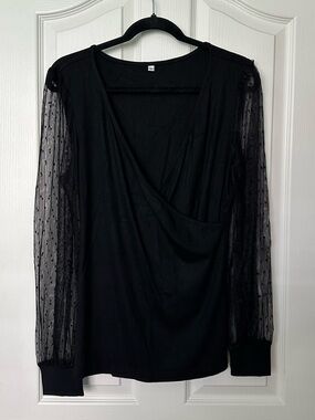 Black Sheer Sleeve Top